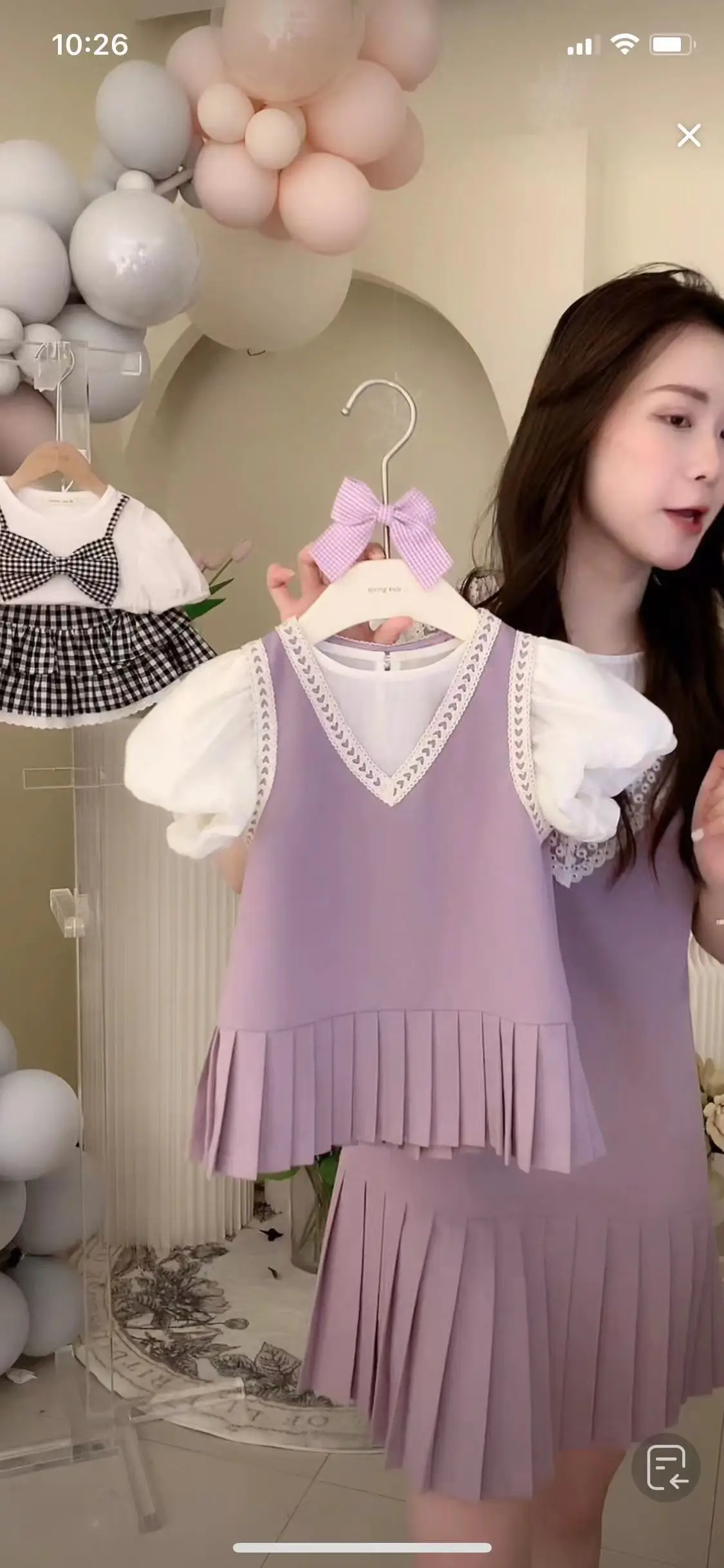2023 New Girls' Parental Dress Mother & Shorts Set Pink — feature 5