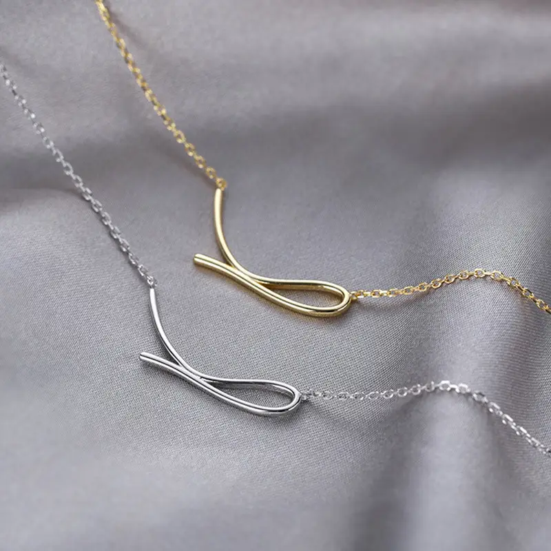 925 Silver Geometric Line Necklace for Women - Image 3