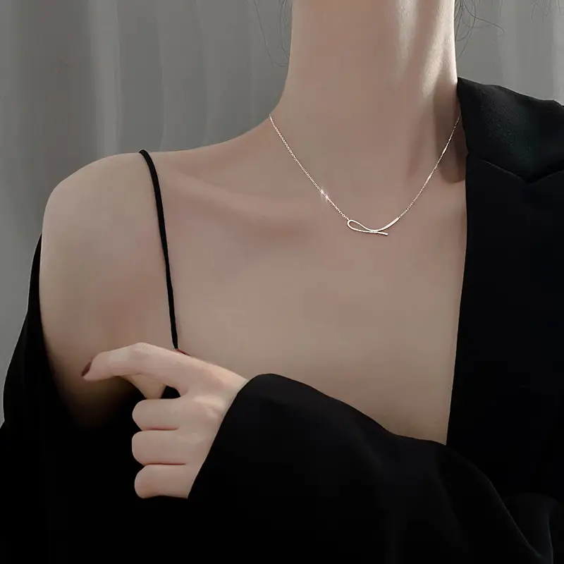925 Silver Geometric Line Necklace for Women - Image 4