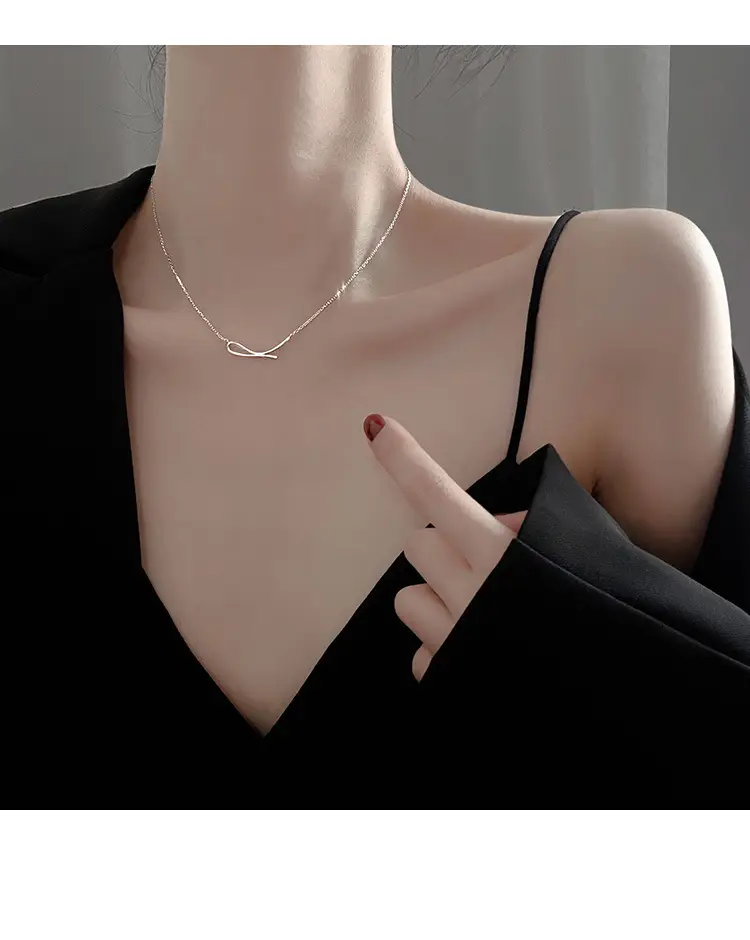 925 Silver Geometric Line Necklace for Women — feature 1