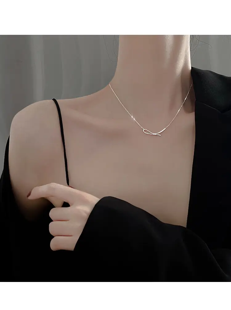 925 Silver Geometric Line Necklace for Women — feature 10