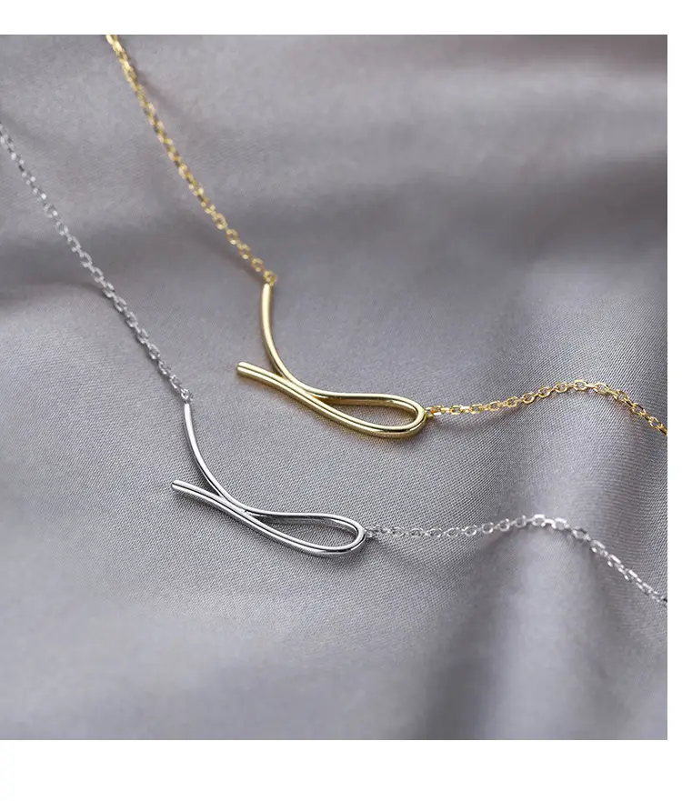 925 Silver Geometric Line Necklace for Women — feature 12