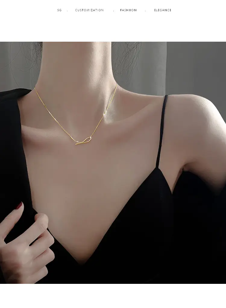 925 Silver Geometric Line Necklace for Women — feature 2