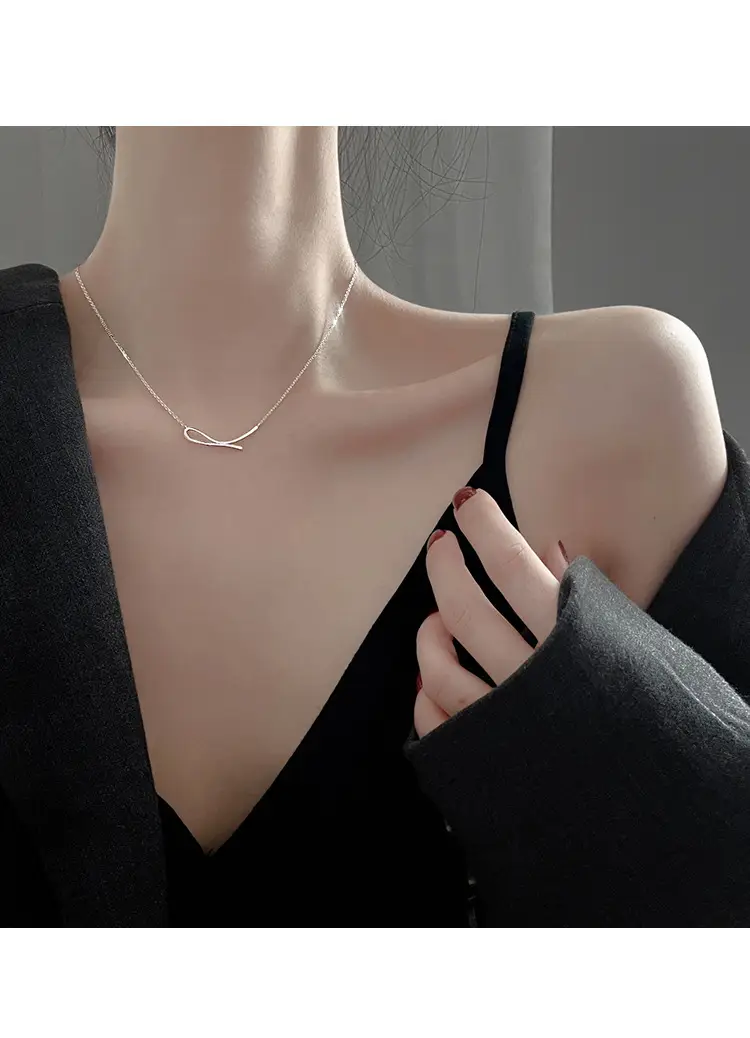 925 Silver Geometric Line Necklace for Women — feature 4