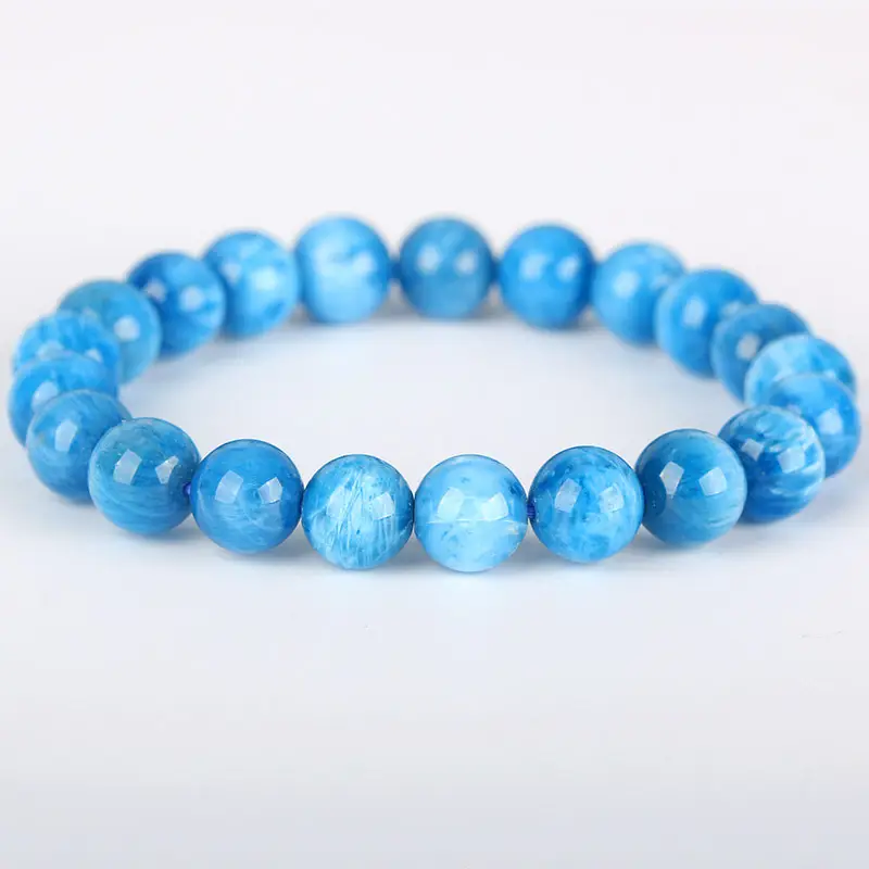 Natural Blue Apatite Cat's Eye Bracelet Beads - Image 5