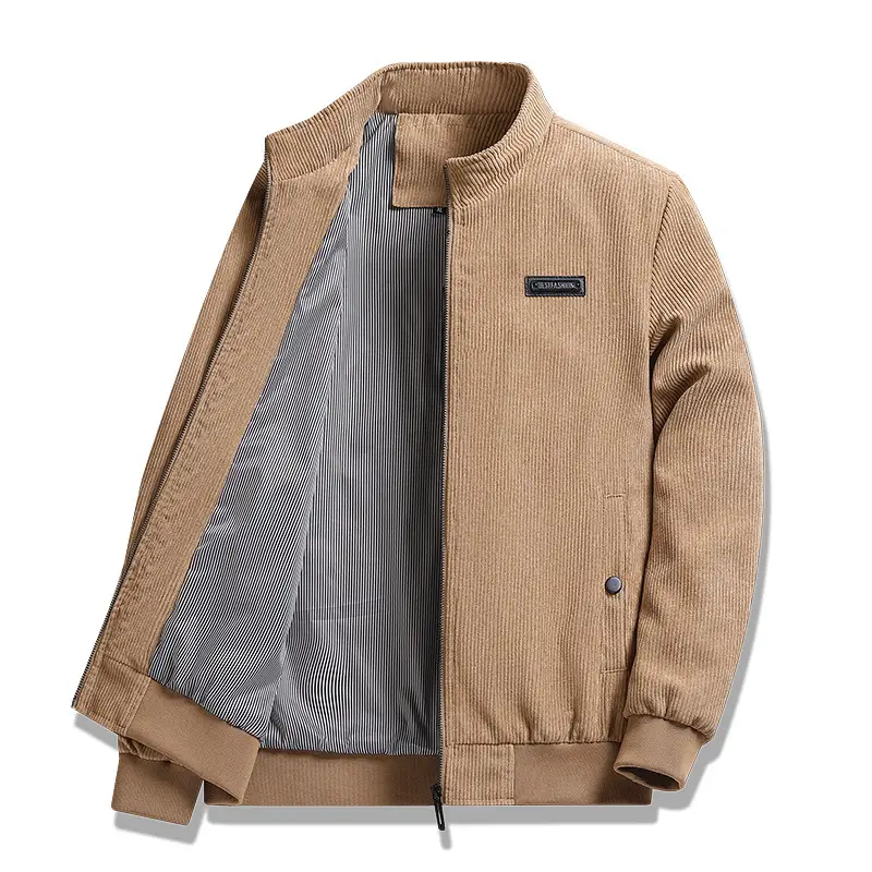 Men's New Corduroy Jacket Tan Spring Collar Lapel - Image 6