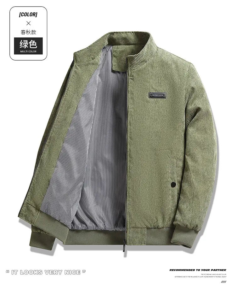 Men's New Corduroy Jacket Tan Spring Collar Lapel — feature 13