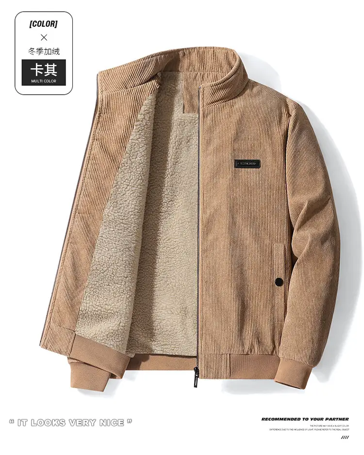 Men's New Corduroy Jacket Tan Spring Collar Lapel — feature 15