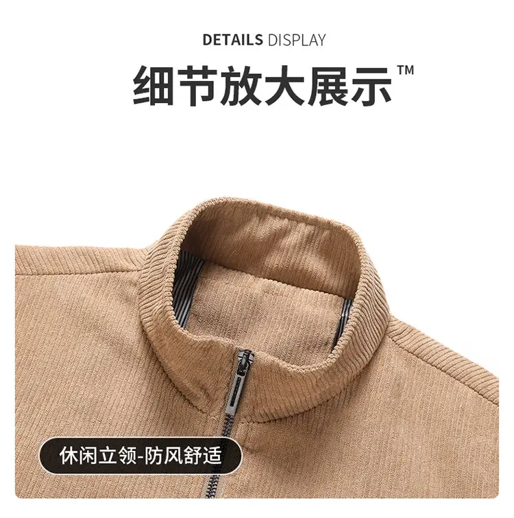 Men's New Corduroy Jacket Tan Spring Collar Lapel — feature 18