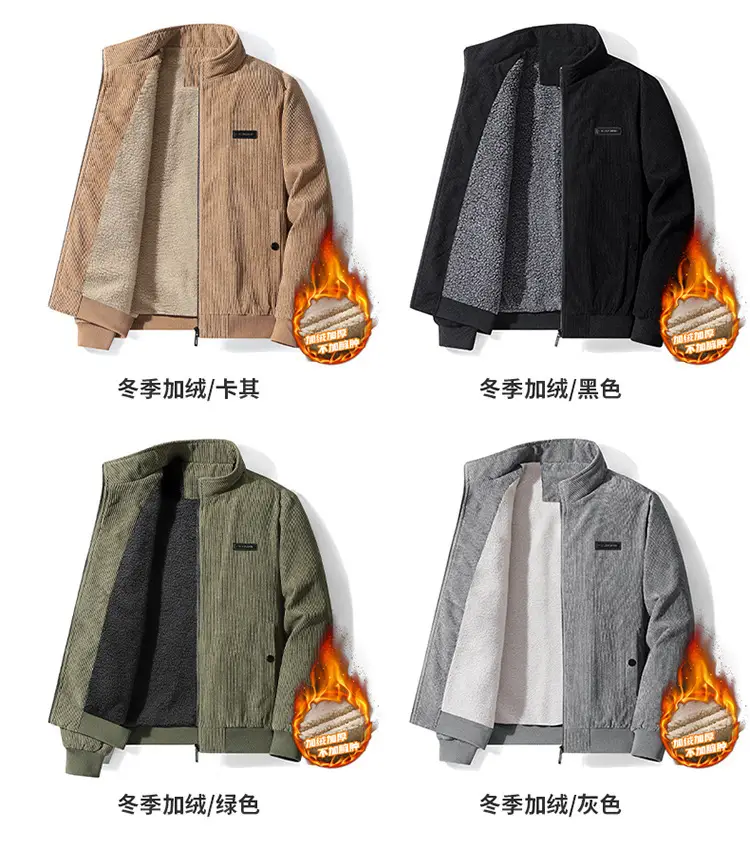 Men's New Corduroy Jacket Tan Spring Collar Lapel — feature 7