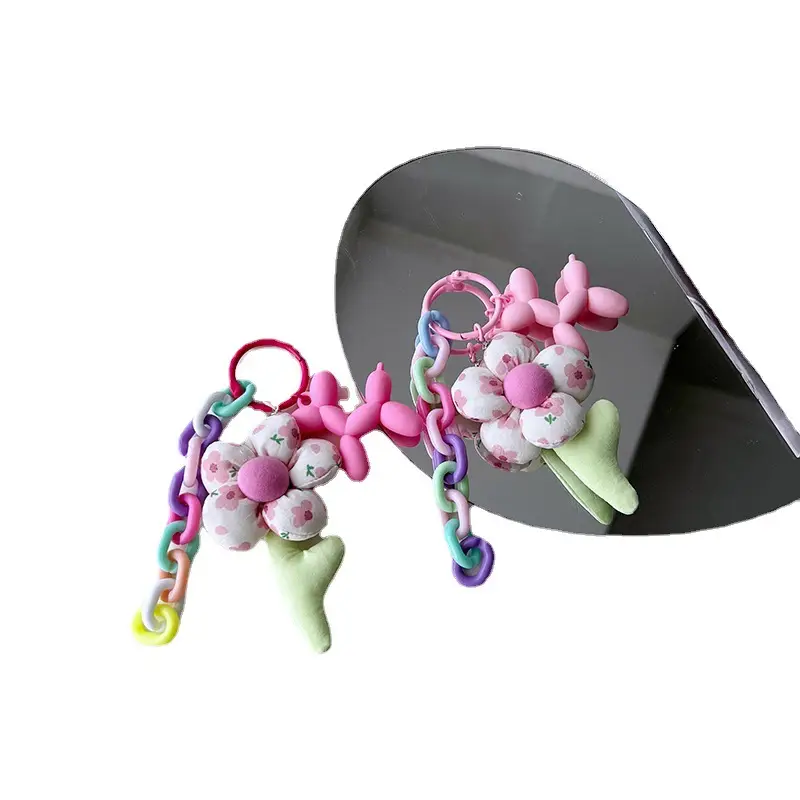 Colorful Flower Chain Key Ring with Dog Design - Image 12