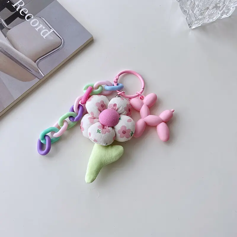 Pink dog + pink flower chain