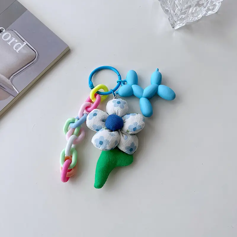 Blue dog + blue flower chain