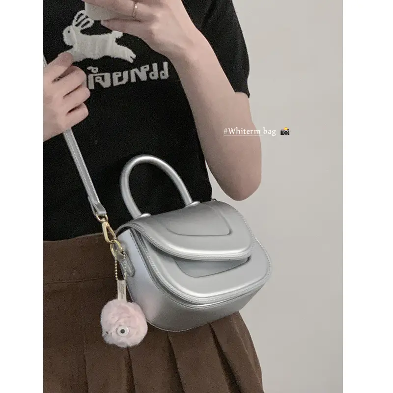 Women's White Square Shoulder Bag 2023 Korean Style - Image 8