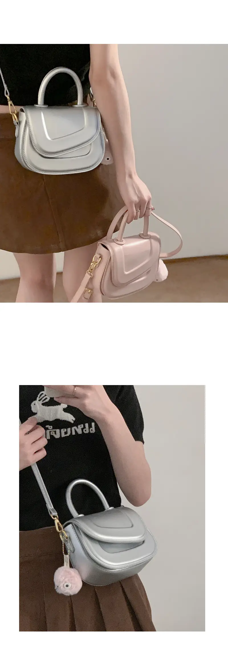 Women's White Square Shoulder Bag 2023 Korean Style — feature 28