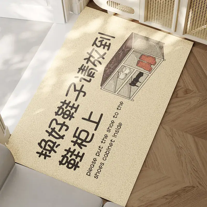 Creative Text Cutting Floor Mat Wire Ring Stain Resistant - Image 5