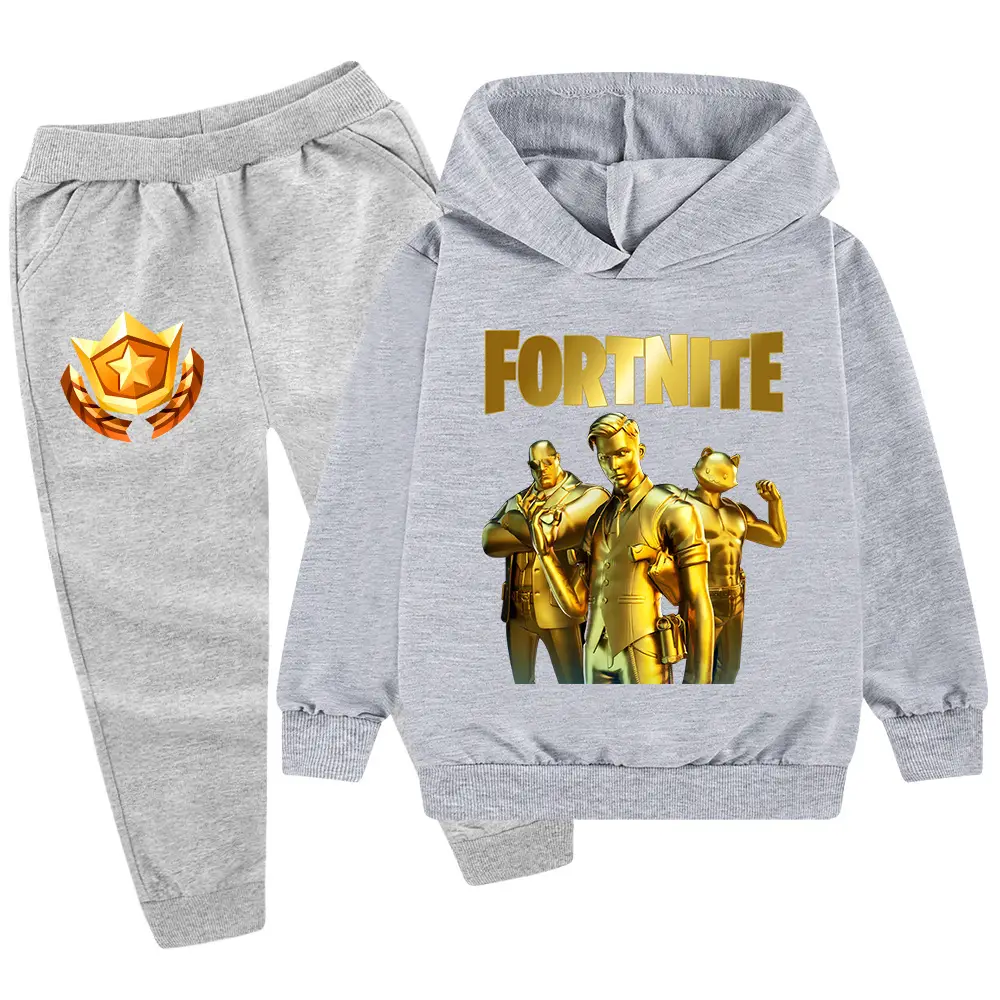 Kids Hoodie Sweatshirt Set Yellow Black Gold Graphic Medium Large