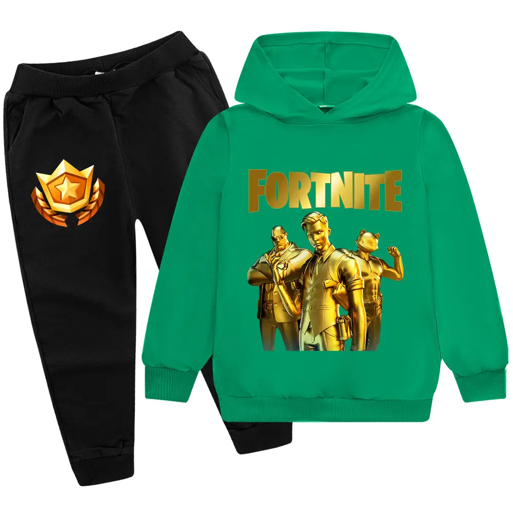 Kids Hoodie Sweatshirt Set Yellow Black Gold Graphic Medium Large