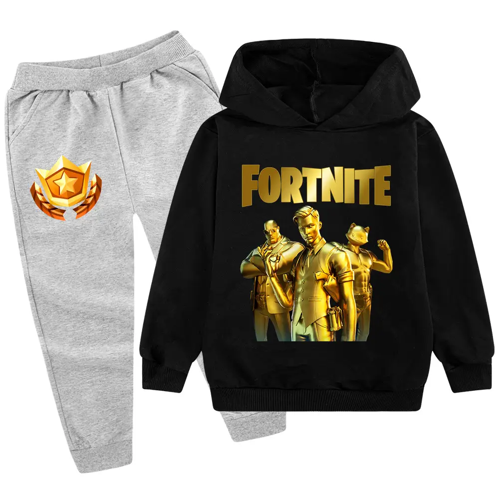 Kids Hoodie Sweatshirt Set Yellow Black Gold Graphic Medium Large — feature 16