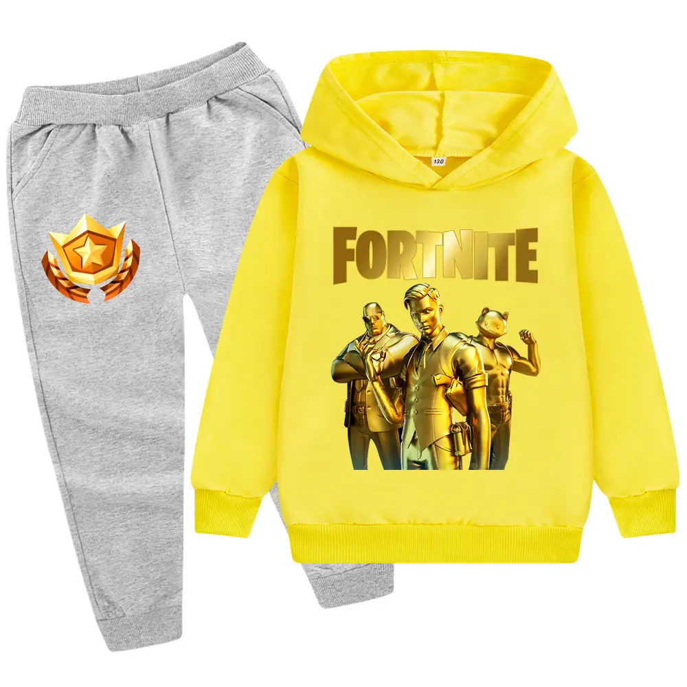 Kids Hoodie Sweatshirt Set Yellow Black Gold Graphic Medium Large — feature 23