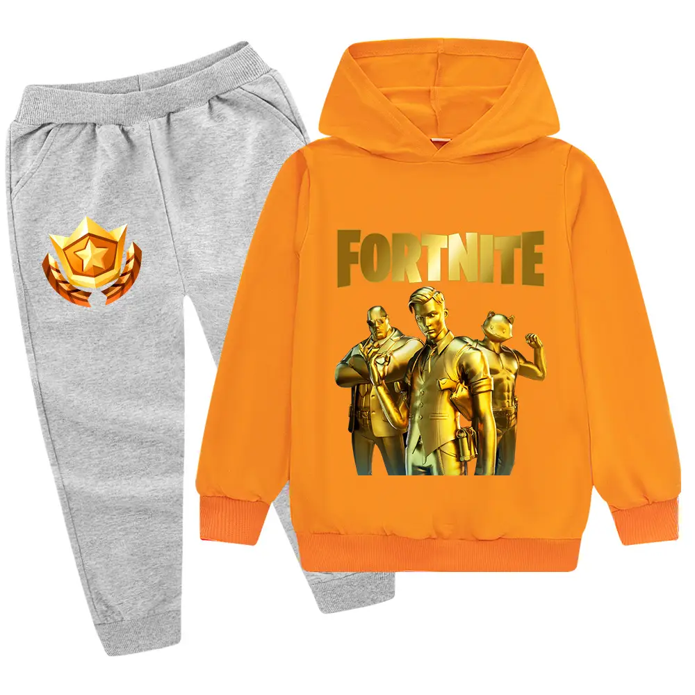 Kids Hoodie Sweatshirt Set Yellow Black Gold Graphic Medium Large — feature 25