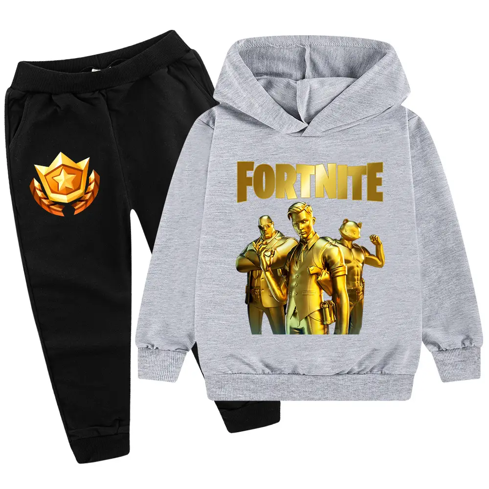 Kids Hoodie Sweatshirt Set Yellow Black Gold Graphic Medium Large
