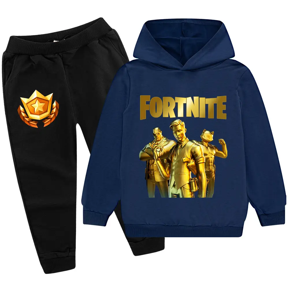 Kids Hoodie Sweatshirt Set Yellow Black Gold Graphic Medium Large
