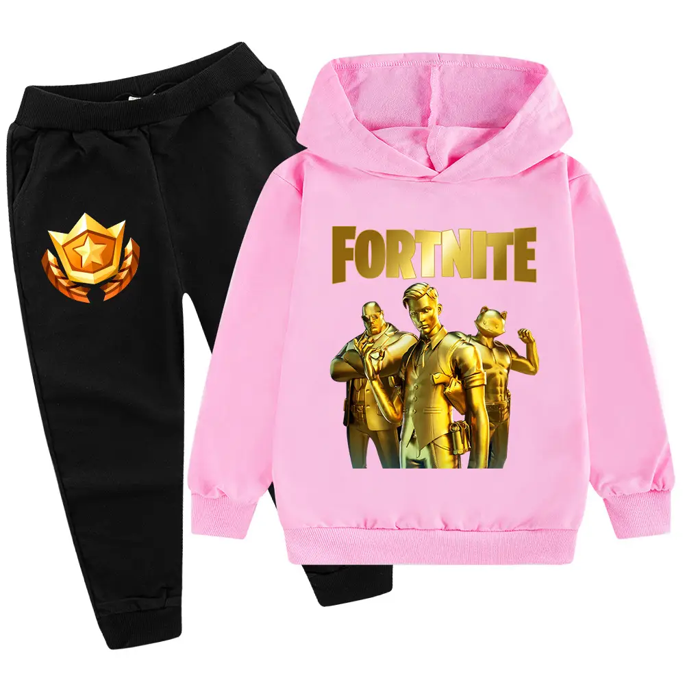 Kids Hoodie Sweatshirt Set Yellow Black Gold Graphic Medium Large