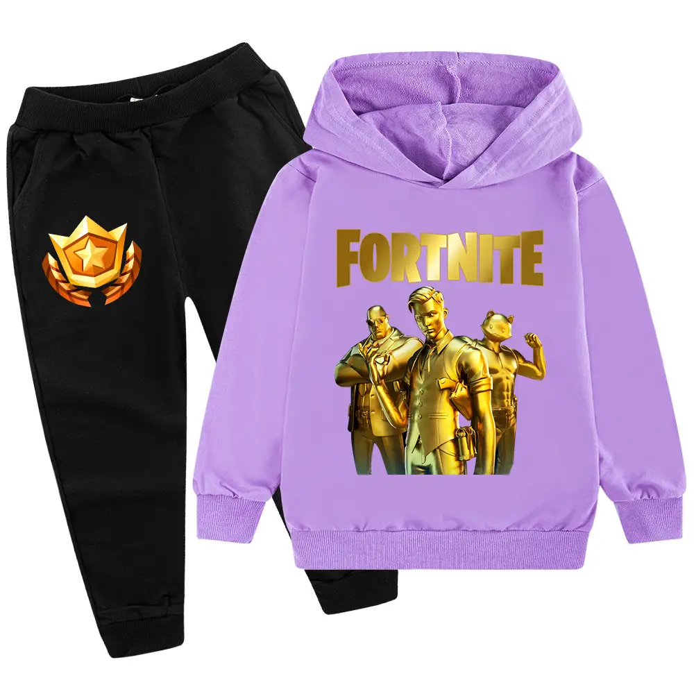 Kids Hoodie Sweatshirt Set Yellow Black Gold Graphic Medium Large