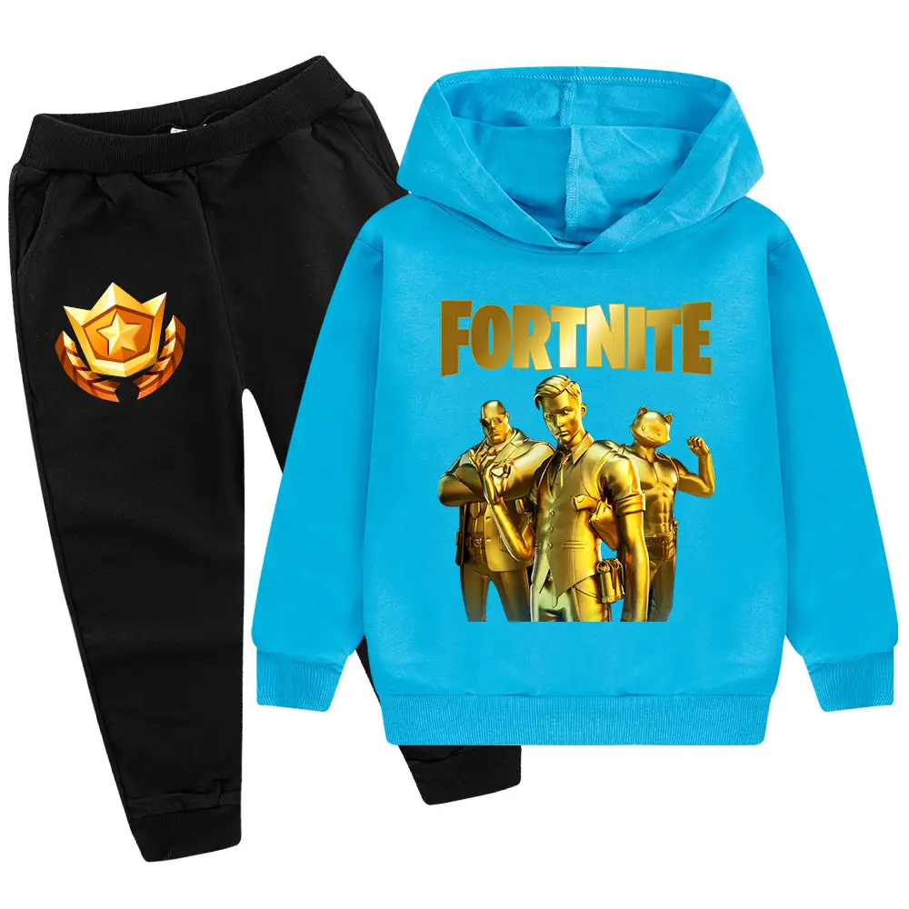 Kids Hoodie Sweatshirt Set Yellow Black Gold Graphic Medium Large