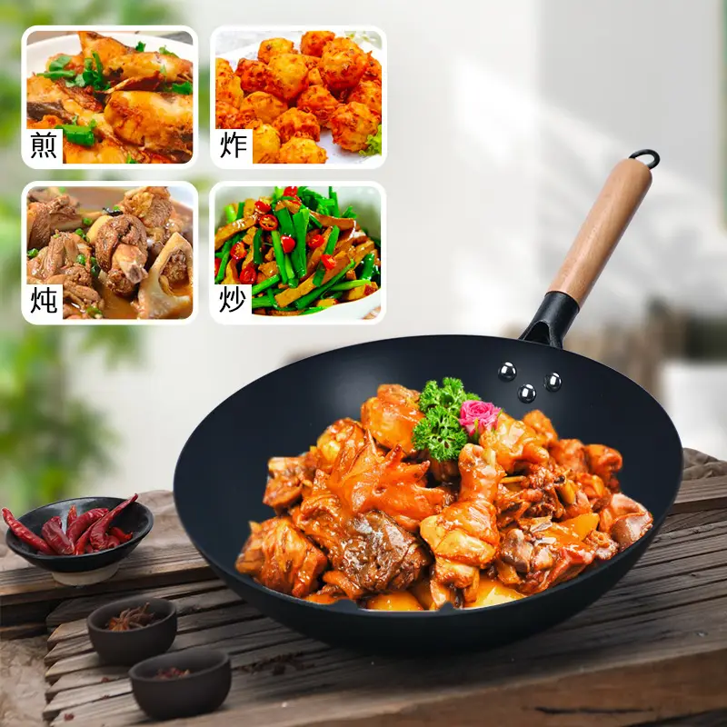 Non-Stick Wok for Women Open Fire Uncoated Iron