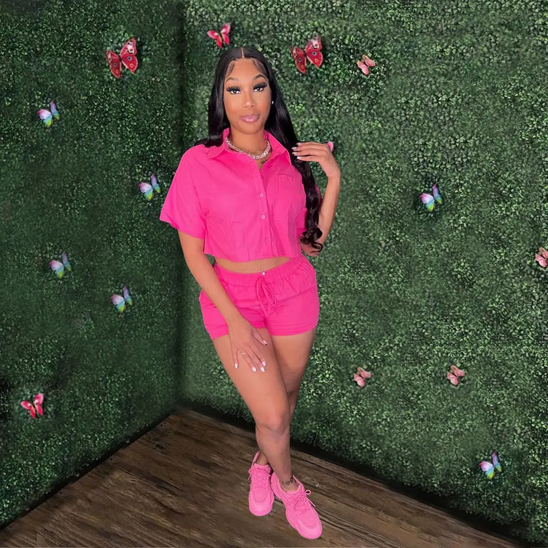 Pink Flashy 2-Piece Women's Summer Set - Image 3