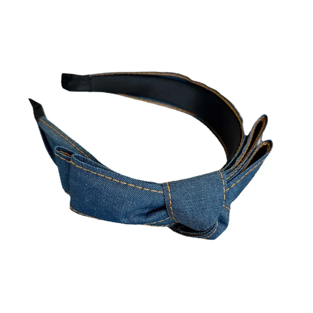 Women Denim Cowboy Hairband with Bow - Image 7