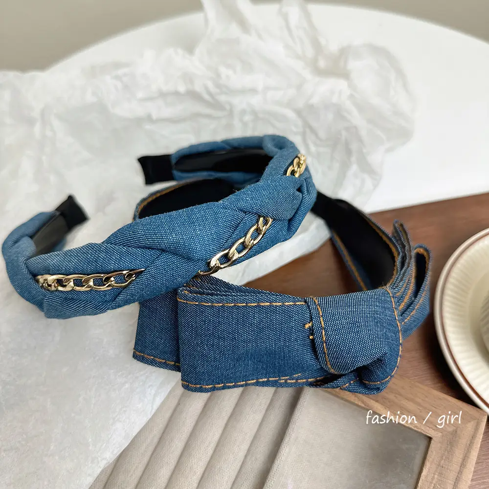 Women Denim Cowboy Hairband with Bow — feature 13