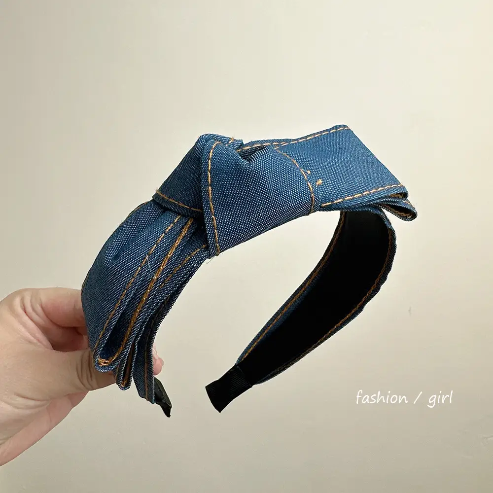 Women Denim Cowboy Hairband with Bow — feature 9