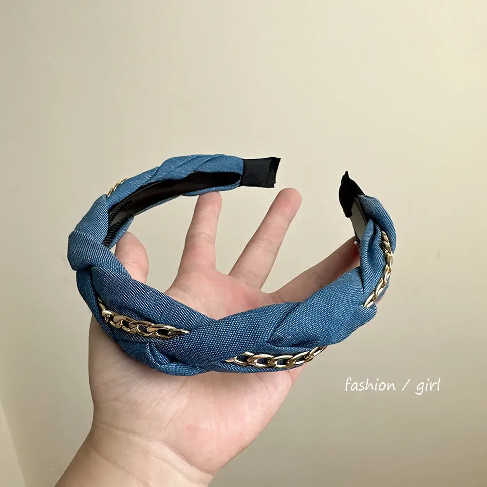 Women Denim Cowboy Hairband with Bow — feature 7