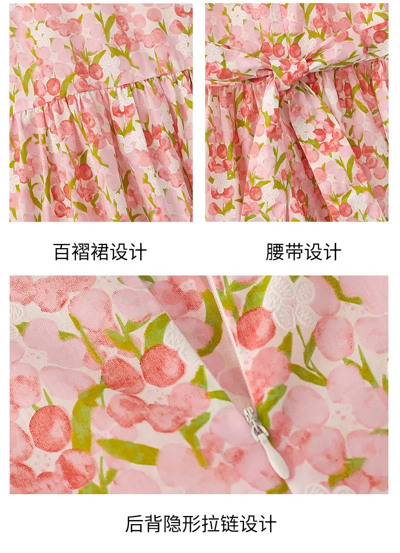 Girls Floral Cotton Dress with Bubble Sleeves — feature 10