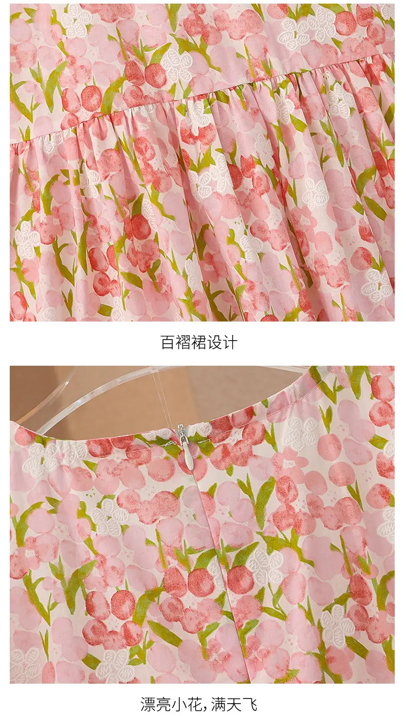 Girls Floral Cotton Dress with Bubble Sleeves — feature 29