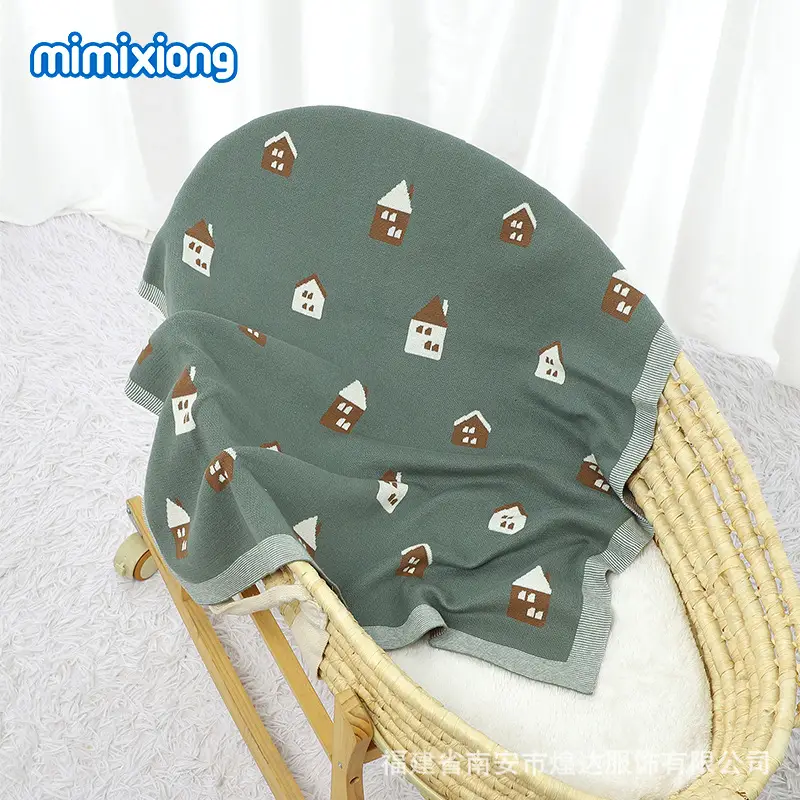 Pink House Jacquard Baby Blanket Hug Quilt - Image 8