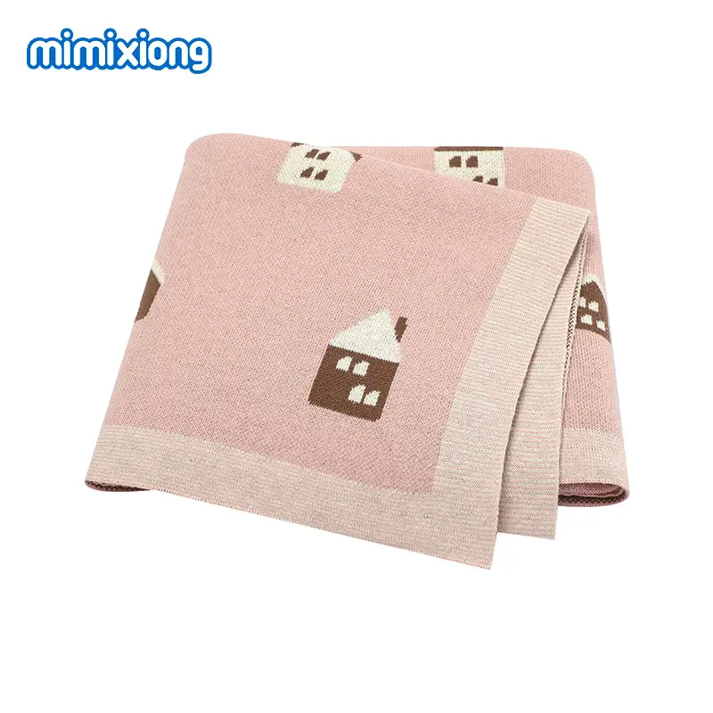 Pink House Jacquard Baby Blanket Hug Quilt - Image 11