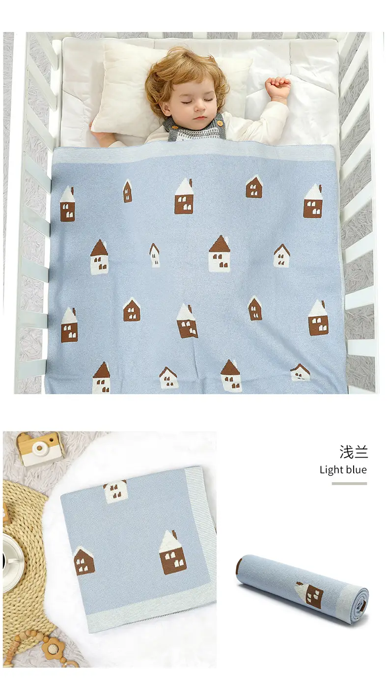 Pink House Jacquard Baby Blanket Hug Quilt — feature 13