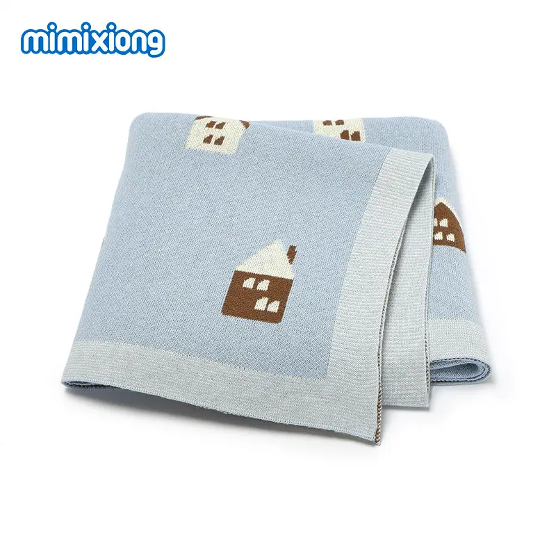 Pink House Jacquard Baby Blanket Hug Quilt - Image 2