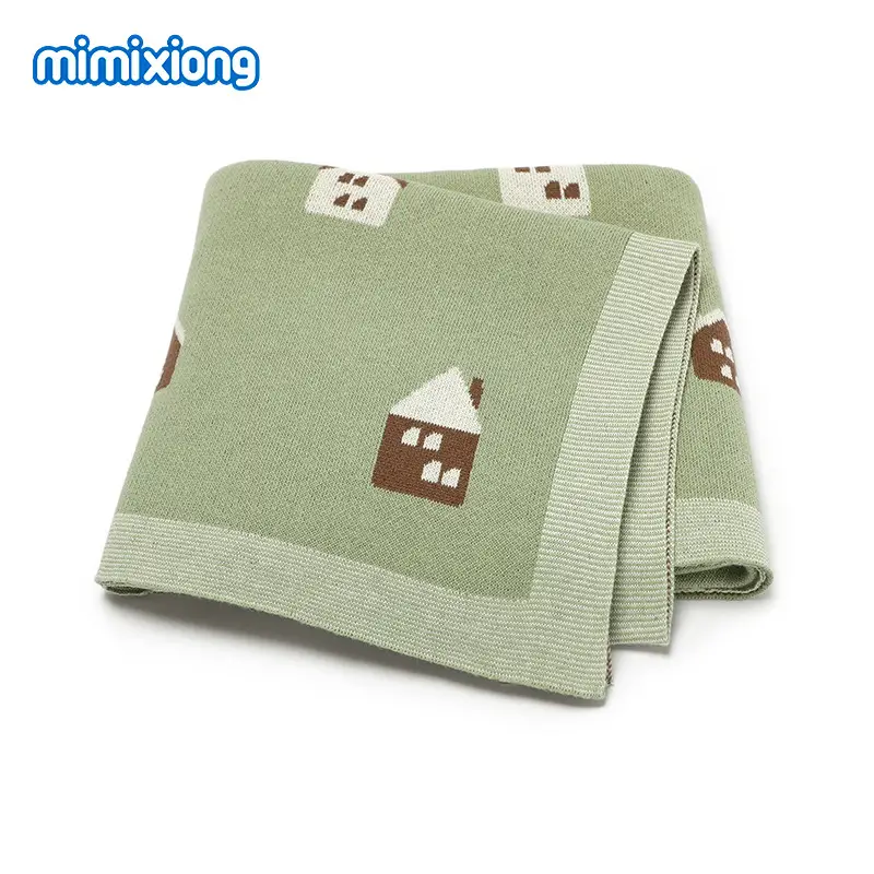 Pink House Jacquard Baby Blanket Hug Quilt - Image 3