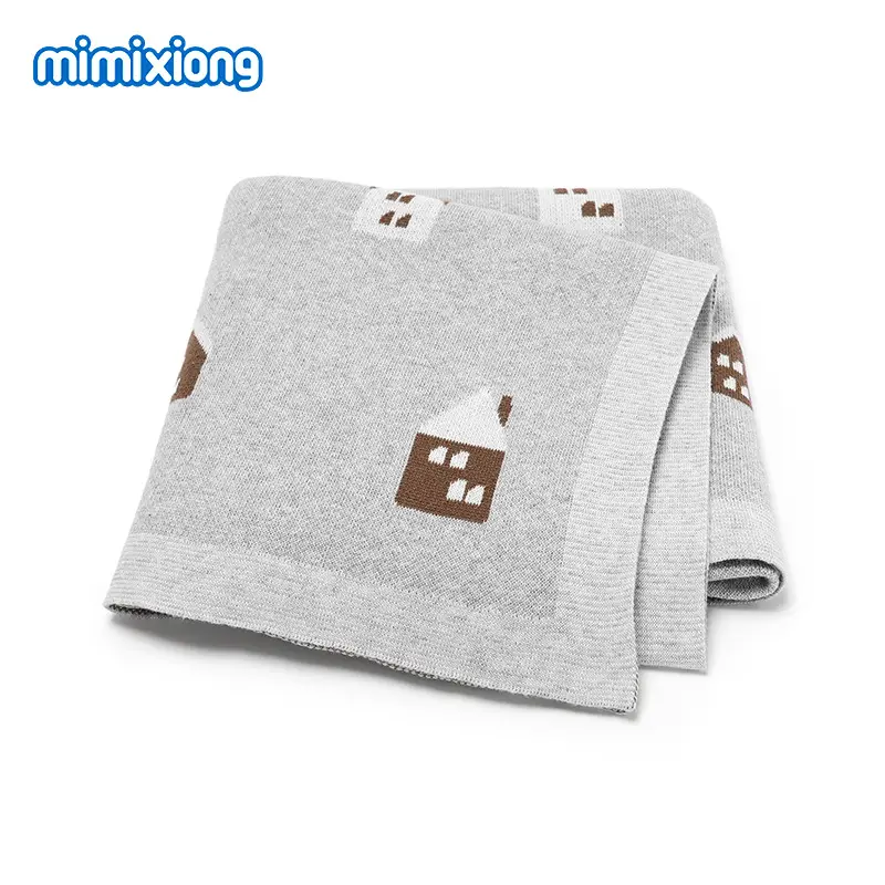Pink House Jacquard Baby Blanket Hug Quilt - Image 4