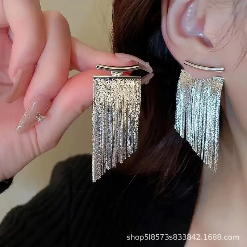 S925 Gold Chain Tassel Earrings for Women