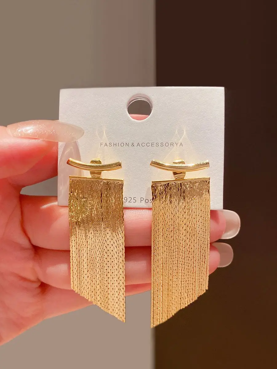 S925 Gold Chain Tassel Earrings for Women — feature 3