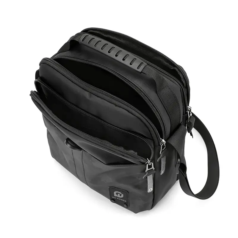 Men's Black Camo Shoulder Bag with We Power Logo - Image 9