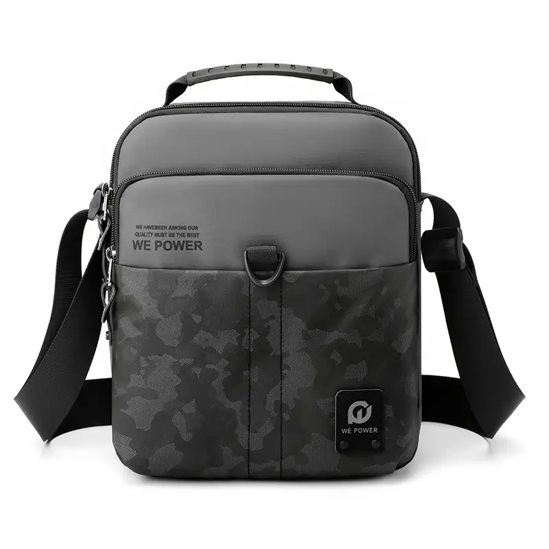 Men's Black Camo Shoulder Bag with We Power Logo - Image 2