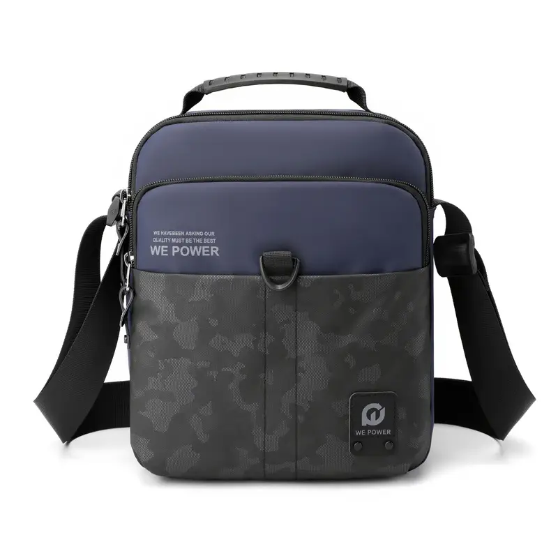 Men's Black Camo Shoulder Bag with We Power Logo - Image 3