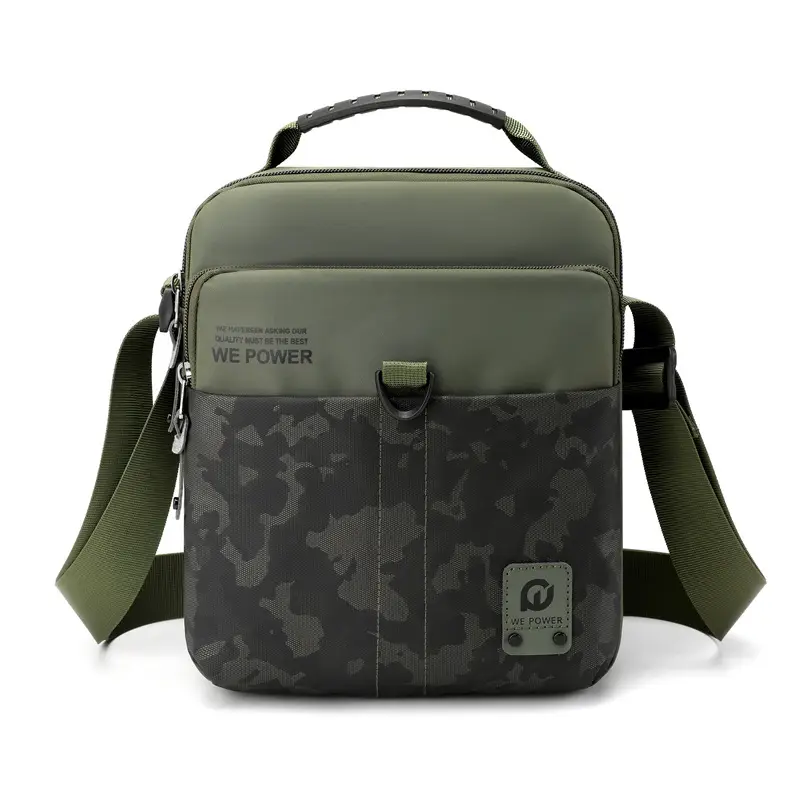 Men's Black Camo Shoulder Bag with We Power Logo - Image 4